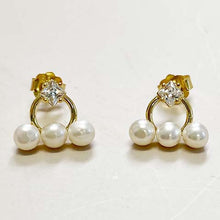 Cubic Zirconia with Pearl Bar Stud Earrings
