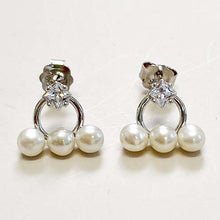 Cubic Zirconia with Pearl Bar Stud Earrings