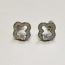 Cubic Zirconia Clover Pave Stud Earrings