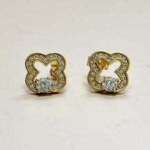 Cubic Zirconia Clover Pave Stud Earrings