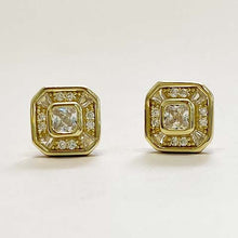 Square Baguette Bezel Stud Earrings