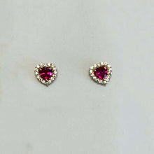 Cubic Zirconia Heart Halo Stud Earrings