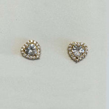 Cubic Zirconia Heart Halo Stud Earrings