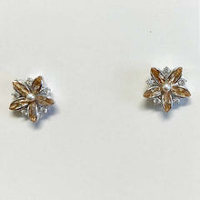 Flower with Cubic Zirconia Ring Pearl Center Earrings