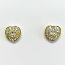 Cubic Zirconia Baguette Inset Heart Stud Earrings