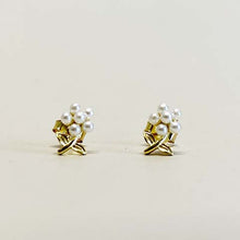 Pearl Flower with Stem Stud Earrings