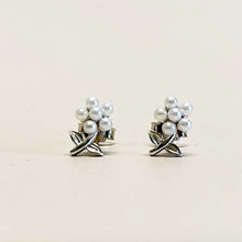 Pearl Flower with Stem Stud Earrings