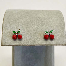 Enamel Cherry Stud Earrings