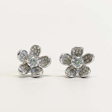 Curved Pave Flower Stud Earrings