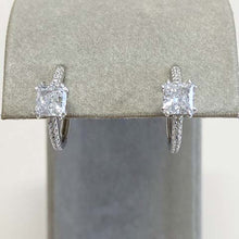 Square Solitaire Huggie Earrings