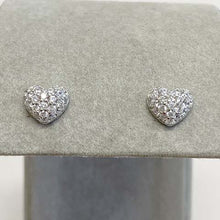 3D Pave Heart Stud Earrings