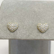 3D Pave Heart Stud Earrings