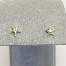 Center Cubic Zirconia Star Stud Earrings