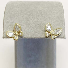 Cubic Zirconia Bezel Butterfly Stud Earrings