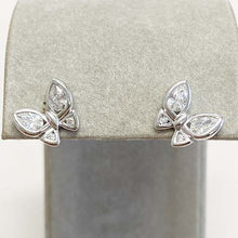 Cubic Zirconia Bezel Butterfly Stud Earrings
