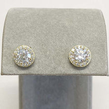 Cubic Zirconia Halo Stud Earrings