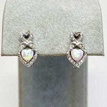 Opal Halo Heart Leverback Earrings