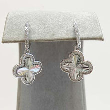 Cubic Zirconia Accent Clover Pave Huggie Earrings