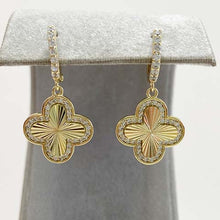 Cubic Zirconia Accent Clover Pave Huggie Earrings