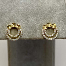 Pave Double Circle with Disc Trio Earrings
