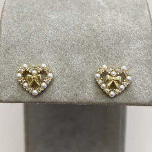 Pave Heart with Bow Stud Earrings