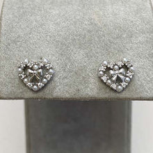 Pave Heart with Bow Stud Earrings