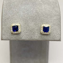Square Stone & Halo Earrings