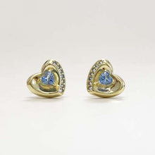 Heart with Cubic Zirconia Solitaire Stud Earrings