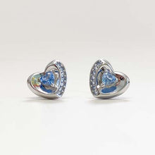 Heart with Cubic Zirconia Solitaire Stud Earrings