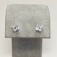 Cubic Zirconia Rectangle Cluster Stud Earrings