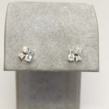 Cubic Zirconia Rectangle Cluster Stud Earrings