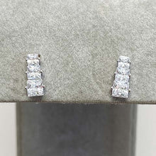 Cubic Zirconia Stacked Trio Stud Earrings