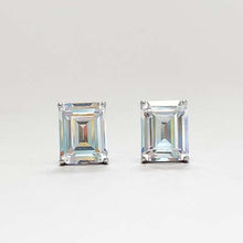Large Emerald Cut Solitaire Stud Earrings