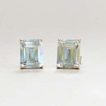 Large Emerald Cut Solitaire Stud Earrings
