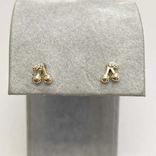 Cherries Pave Leaf Stud Earrings