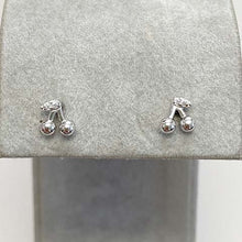 Cherries Pave Leaf Stud Earrings