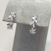 Cubic Zirconia Leaves Vine Hoop Earrings