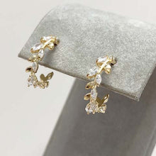 Cubic Zirconia Leaves Vine Hoop Earrings