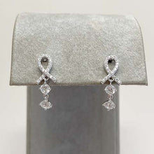 Pave Ribbon 2-Cubic Zirconia Drop Earrings