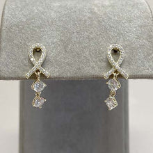 Pave Ribbon 2-Cubic Zirconia Drop Earrings
