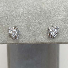 Cubic Zirconia Heart with 2 Crosses Stud Earrings