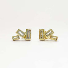 Baguette Bezel Trio Stud Earrings