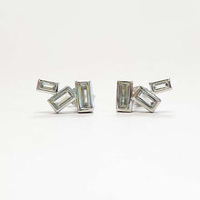 Baguette Bezel Trio Stud Earrings