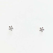 Mini Flower with Center Cubic Zirconia Stud Earrings