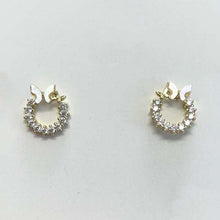 Cubic Zirconia Wreath with Mother of Pearl Butterfly Stud Earrings