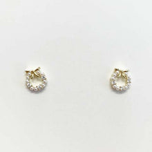 Mini Pearl Wreath with Bow Stud Earrings
