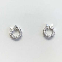 Cubic Zirconia Wreath with Mother of Pearl Butterfly Stud Earrings