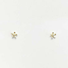 Mini Flower with Center Cubic Zirconia Stud Earrings