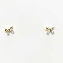 Mini Bow with Baguette Stud Earrings