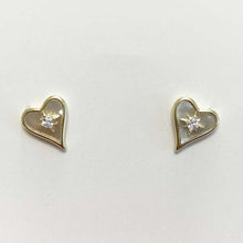 Mother of Pearl Heart with Cubic Zirconia Stud Earrings
